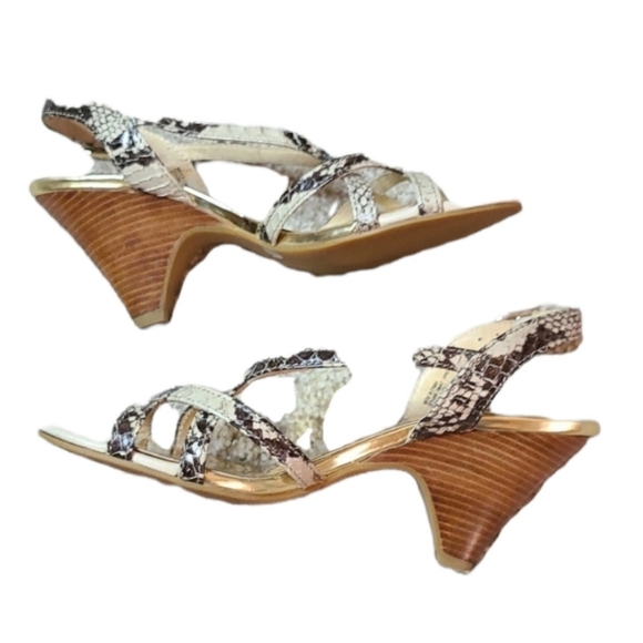 Michael Kors Snakeskin Wedge Sandals - Picture 2 of 4